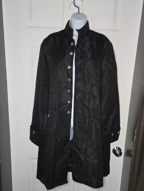 Other - LeStat Gothic Vampire Black Brocade Faux Button Mens Coat M/L
